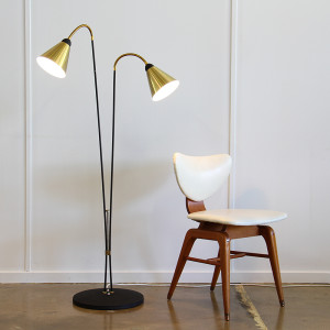 anodised twin neck floor lamp & chair