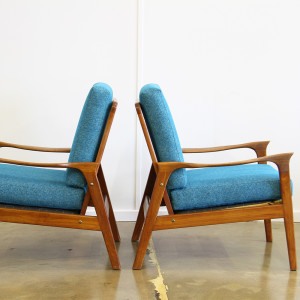 blue teak armchairs 1