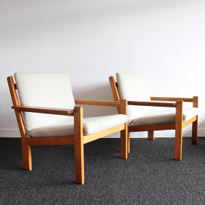 danish plank style armchairs 1